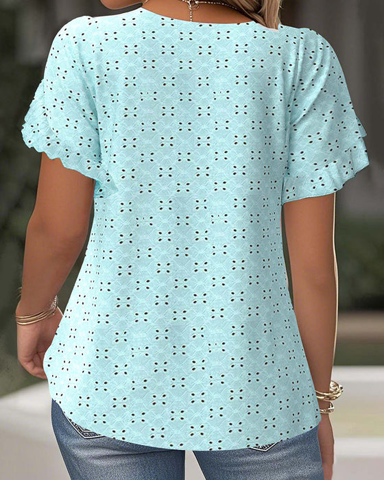 T-shirt Med Volanter Kortærmet Hult