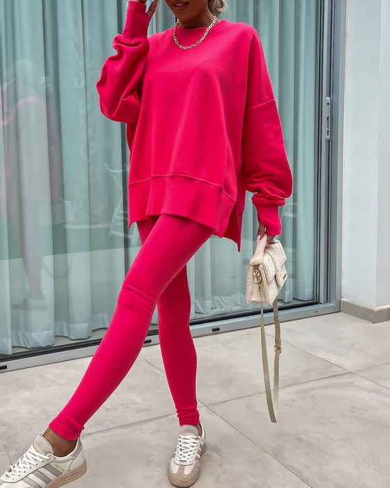 Sæt Slim Bukser Løs Sweatshirt