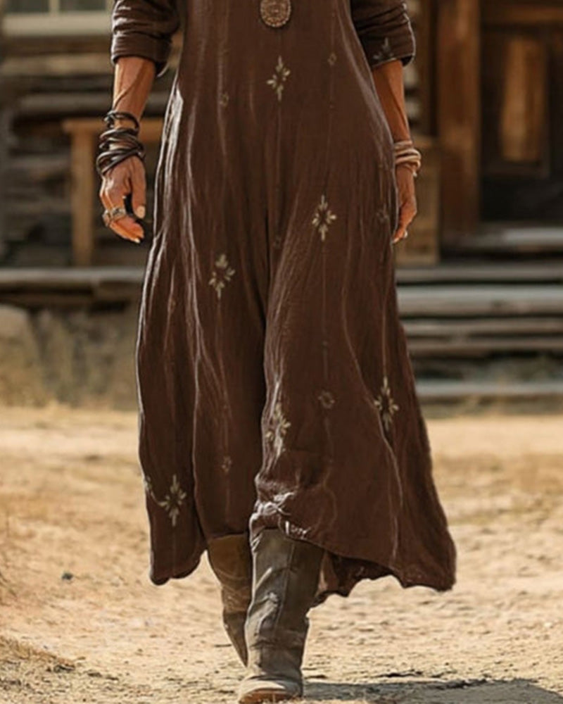 Kjole Vintage V-Hals Maxi