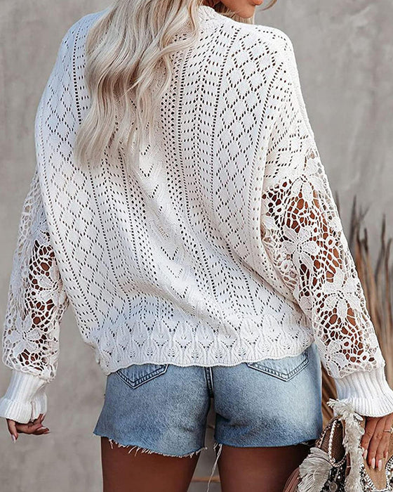 Pullover Enfarvet Rund Hals