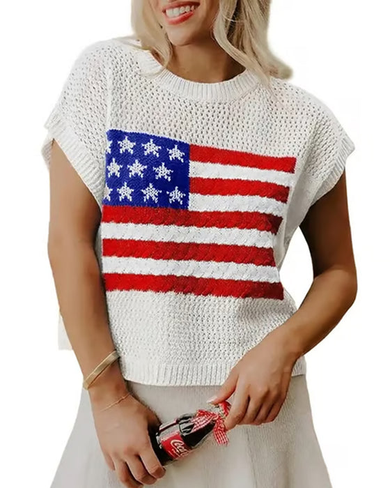 Pullover Flag Mønster Crewneck
