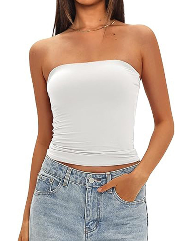 Tank Top Uden Stropper Kort Tætsiddende