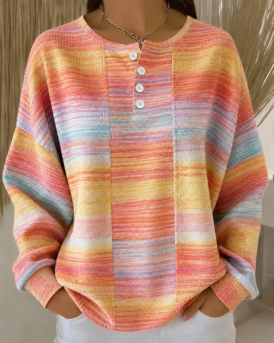 Sweatshirt Rundhalset Knap Ombre
