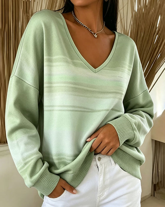 Sweatshirts V-Hals Lang Ærme Ombre