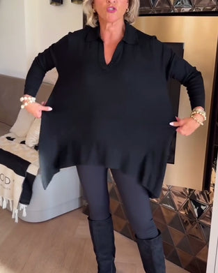 Uregelmæssig Krave Langærmet Top