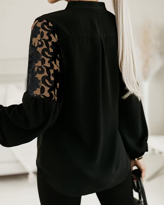 Patchwork Skjorte med Lanterneærmer