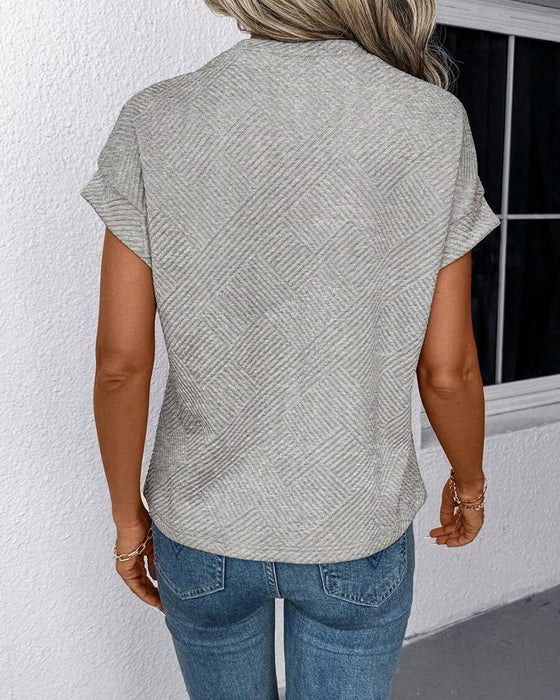 Bluse Ensfarvet Rundhalset