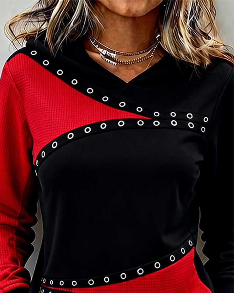 Afslappet Hættetrøje Med Farvekontrast