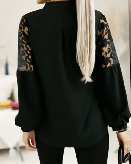 Patchwork Skjorte med Lanterneærmer