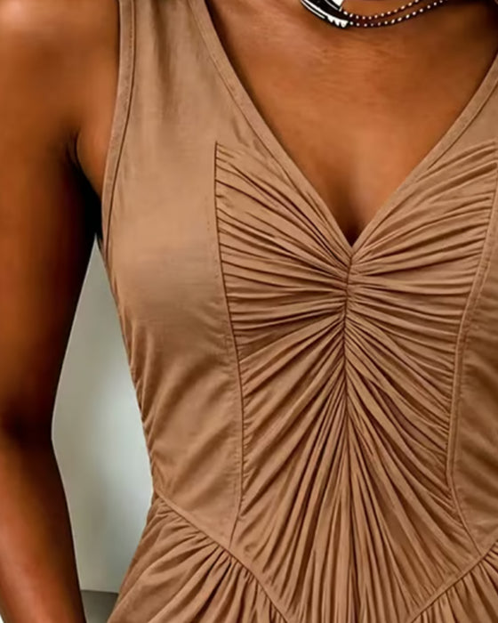 Tanktop V-Hals Rynket Patchwork