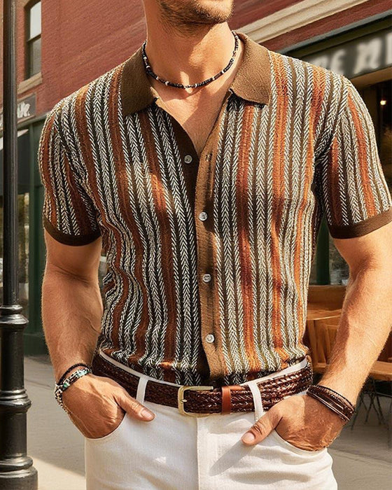 T-Shirt Revers Herre Kort Ærme Knap