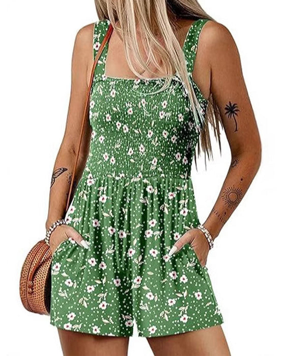 Jumpsuit blomstret afslappet stropshorts