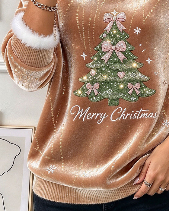 Sweatshirt Juletræ Plys Trim Løs