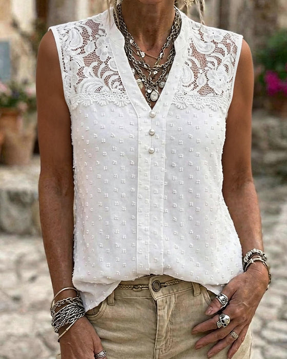 Tank Top Blonde Jacquard Ærmeløs