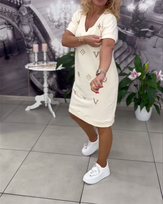 Kjole Mode V-Hals Korte Ærmer