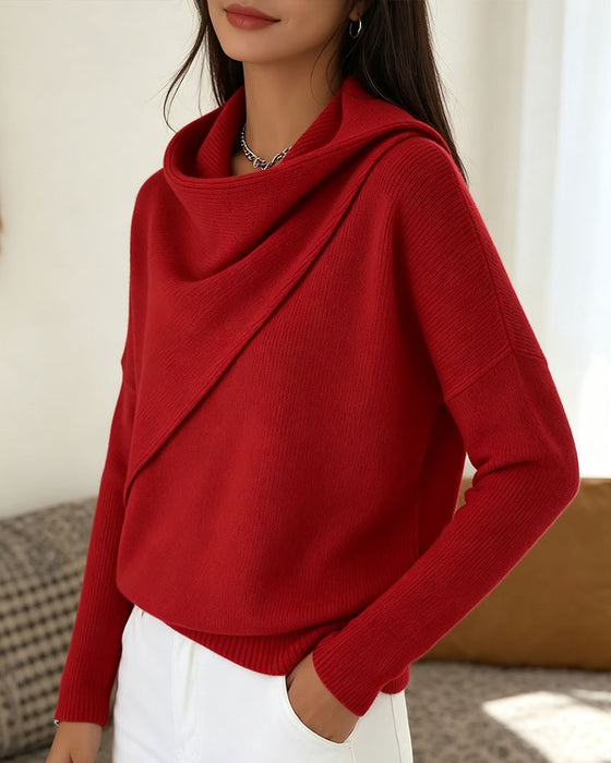 Pullover Stilfuld Mock Hals Lang Ærme Strikket