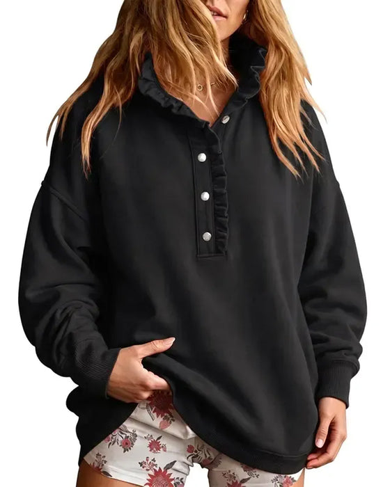 Sweatshirt Krave Knappet Langærmet Løs