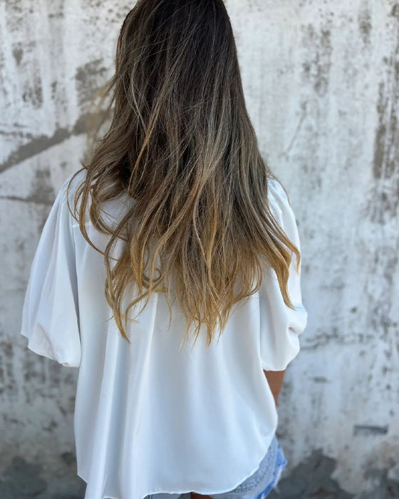 Bluse Casual Mode Kort Ærme Ensfarvet