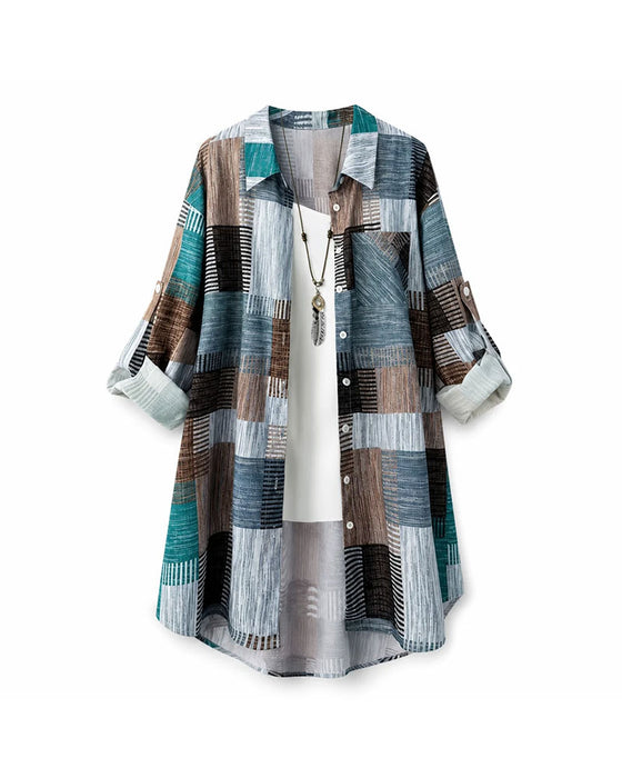 Skjorte Patchwork Print Midi
