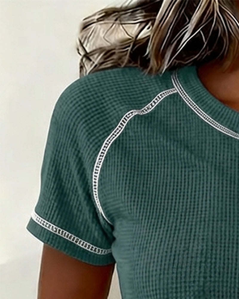T-Shirt Vaffelstrikket Henley