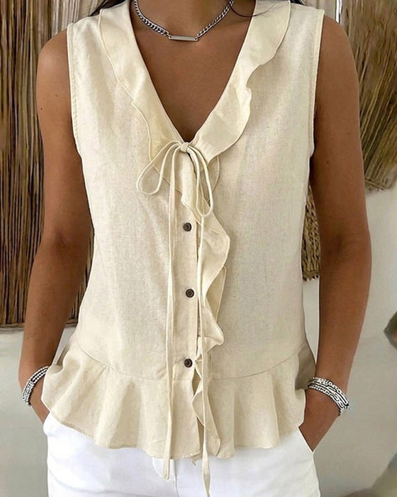 Tank Top Ruffle Slips Ærmeløs