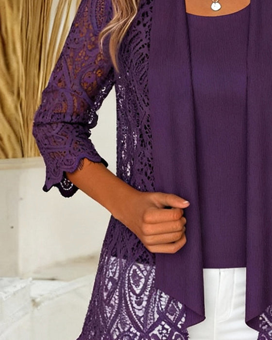 Top Med Patchworkdetaljer Og Faux Todelt Design