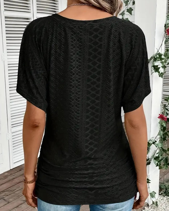 T-Shirt V-Hals Udskæring Lag Patchwork