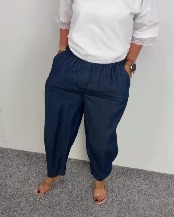 Bukser Stilfulde Lomme Denim Lange