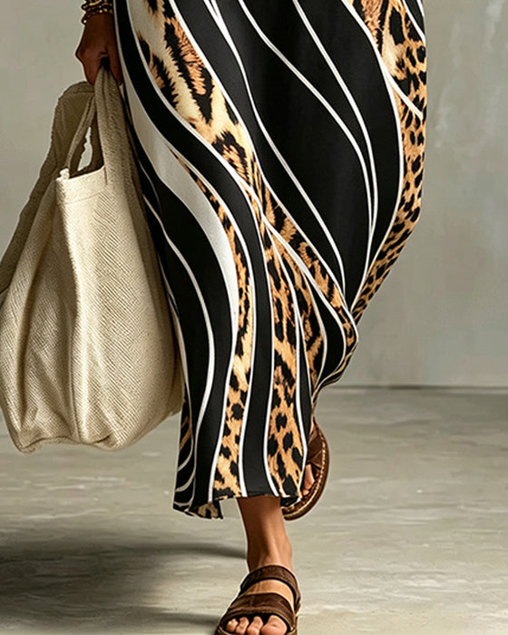 Kjole Leopard Diagonal Stribe Slag