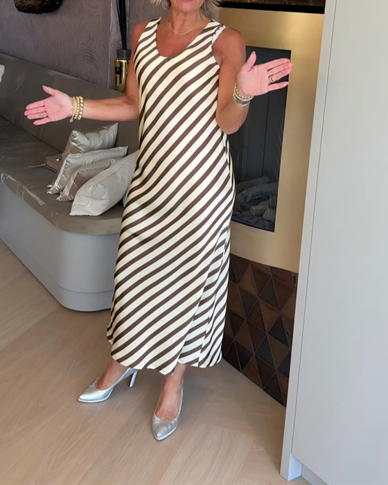 Kjole Ærmeløs Stribe Slip Maxi