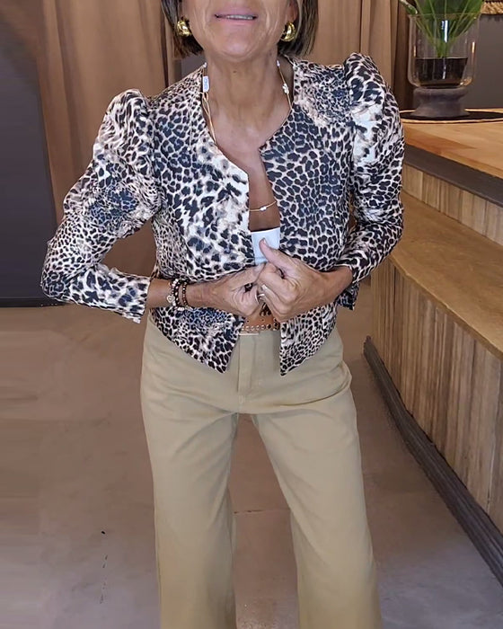 Sportscoat med leopardprint