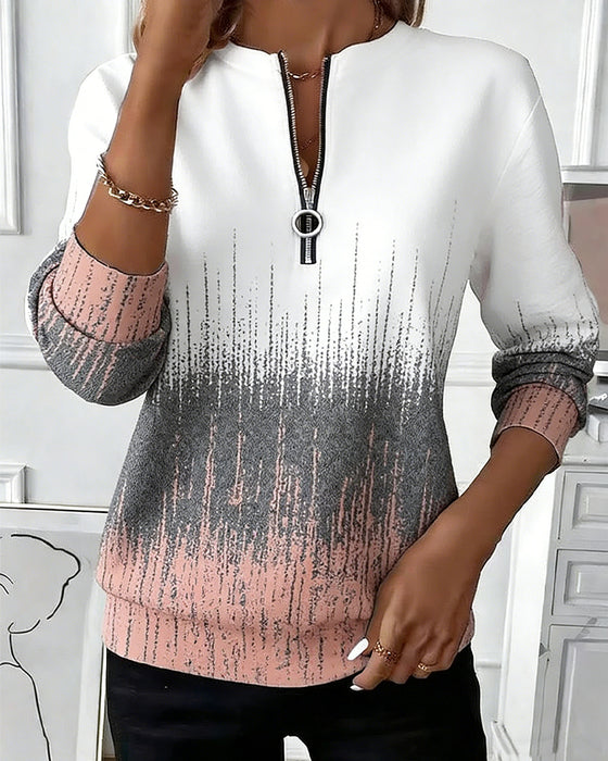 Sweatshirt Halv Lås Gradient Lang Ærme