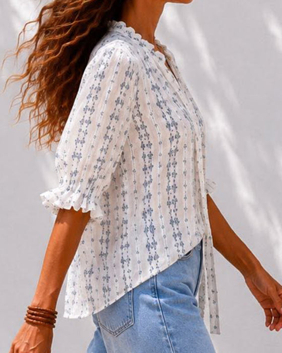 Bluse Lille Blomstret Ruffle