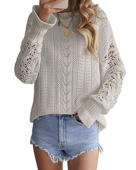 Pullover Enfarvet Rund Hals