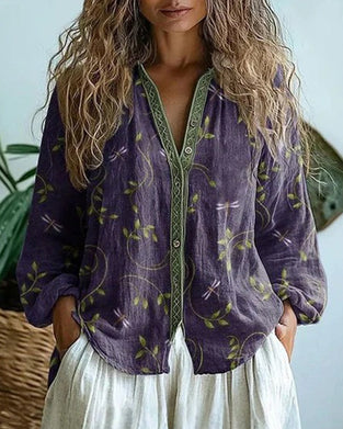 Bluse Guldsmed Broderi V-Hals