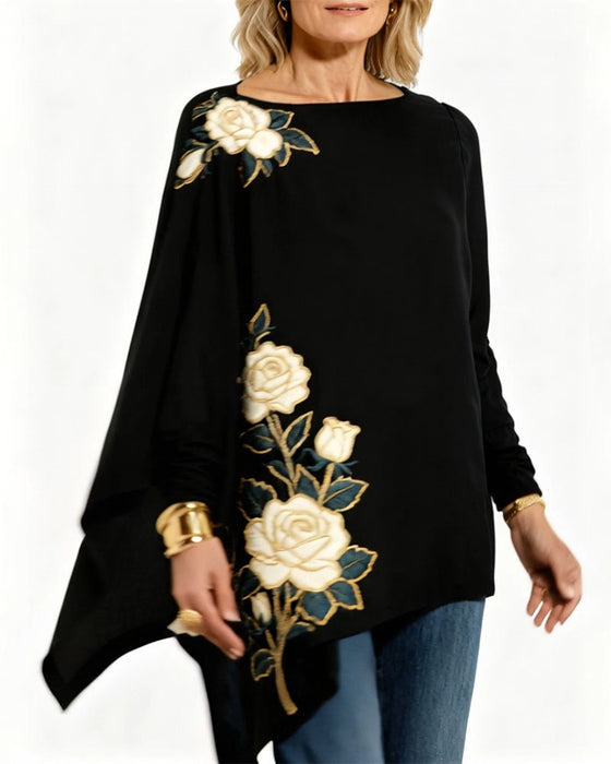 Top Vintage Rosenbroderi Stil Trykt