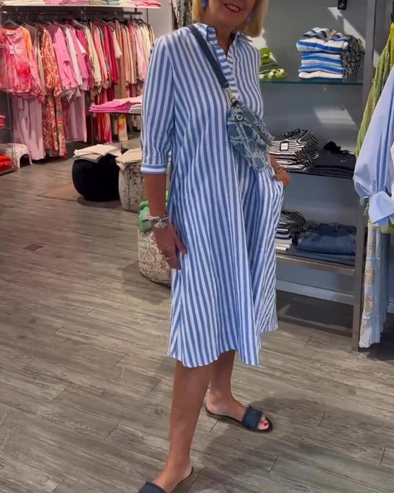 Lang stribet skjortekjole