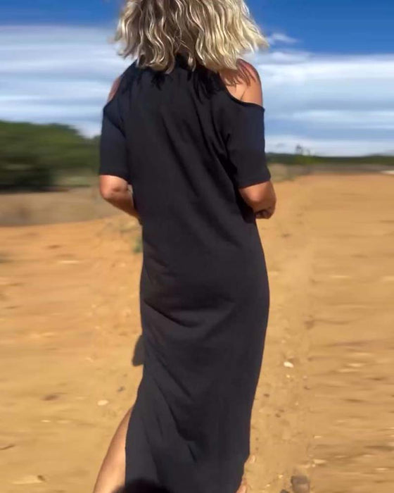 Kjole Fashion Casual Skulderfri Slank