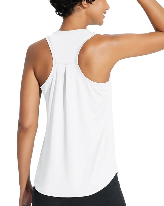 Tank Top Racerback Plisseret Ensfarvet