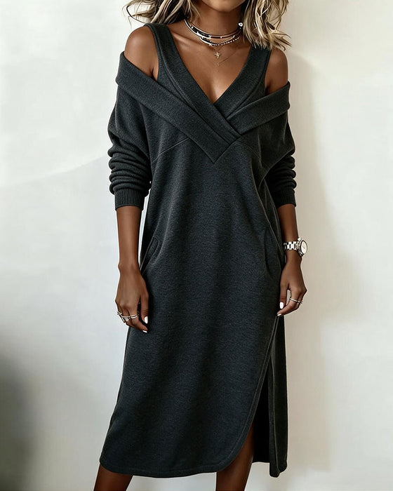 Kjole Off-Shoulder V-Hals Slids