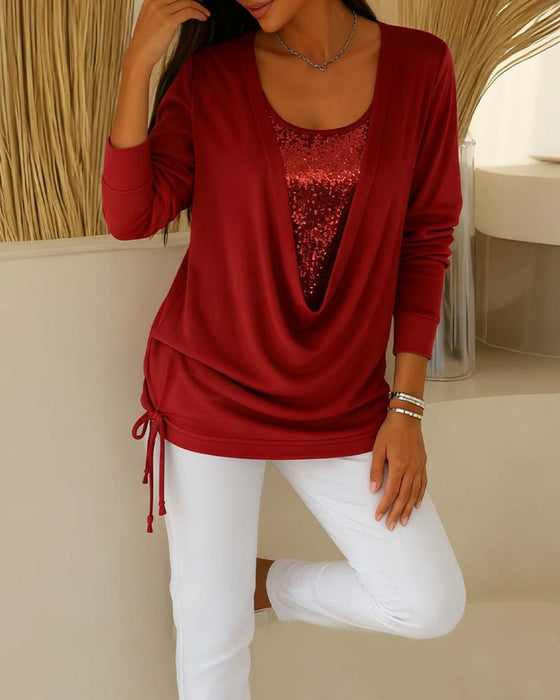 Paljettop I Kontrastfarver Med Todelt Look