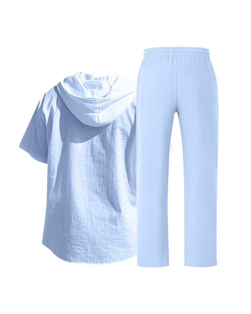 Herre Letvægt Hætte Todelt Sæt Til Sommer Casual Beklædning