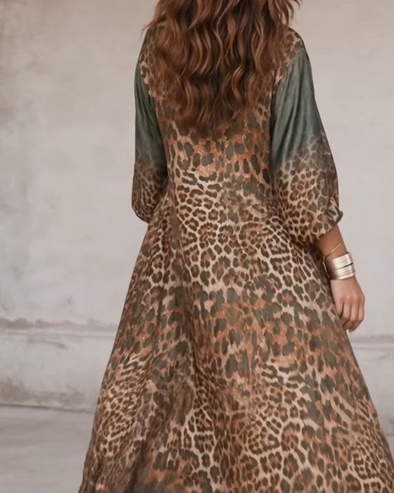 Kjole Stilfuld Leopard Fuld Nederdel