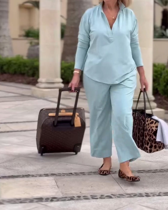 Sportsbluse Med Lange Ærmer Og Krave