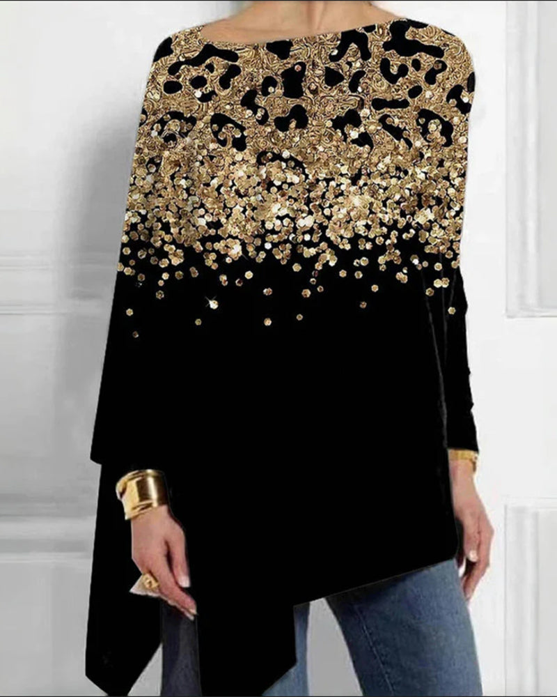 Afslappet Og Stilfuld Top Med Leopardtryk