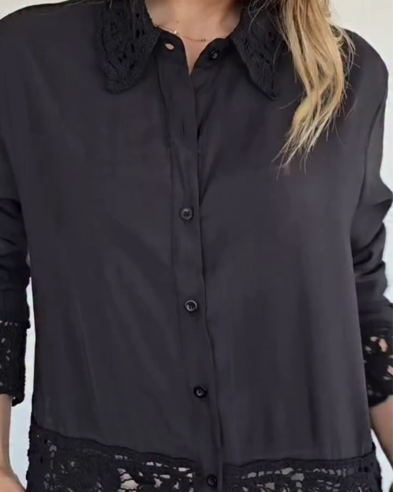 Bluse Slag Fald Blonder Patchwork
