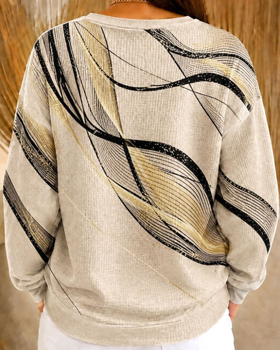 Sweatshirt Bølge Linje Tryk