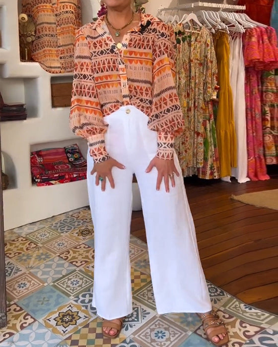 Skjorte med retro print