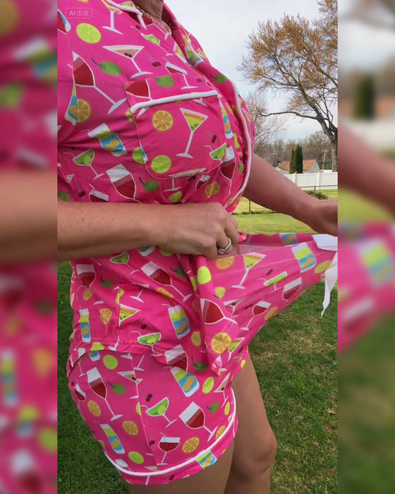 Todelte Sæt Vinflaske Print Casual