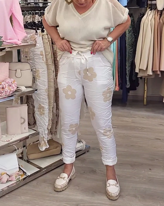 Bukser afslappet print snøre